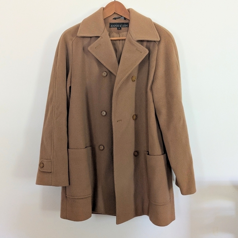 Anne Klein Women's Tan Double Breasted Coat Size 6